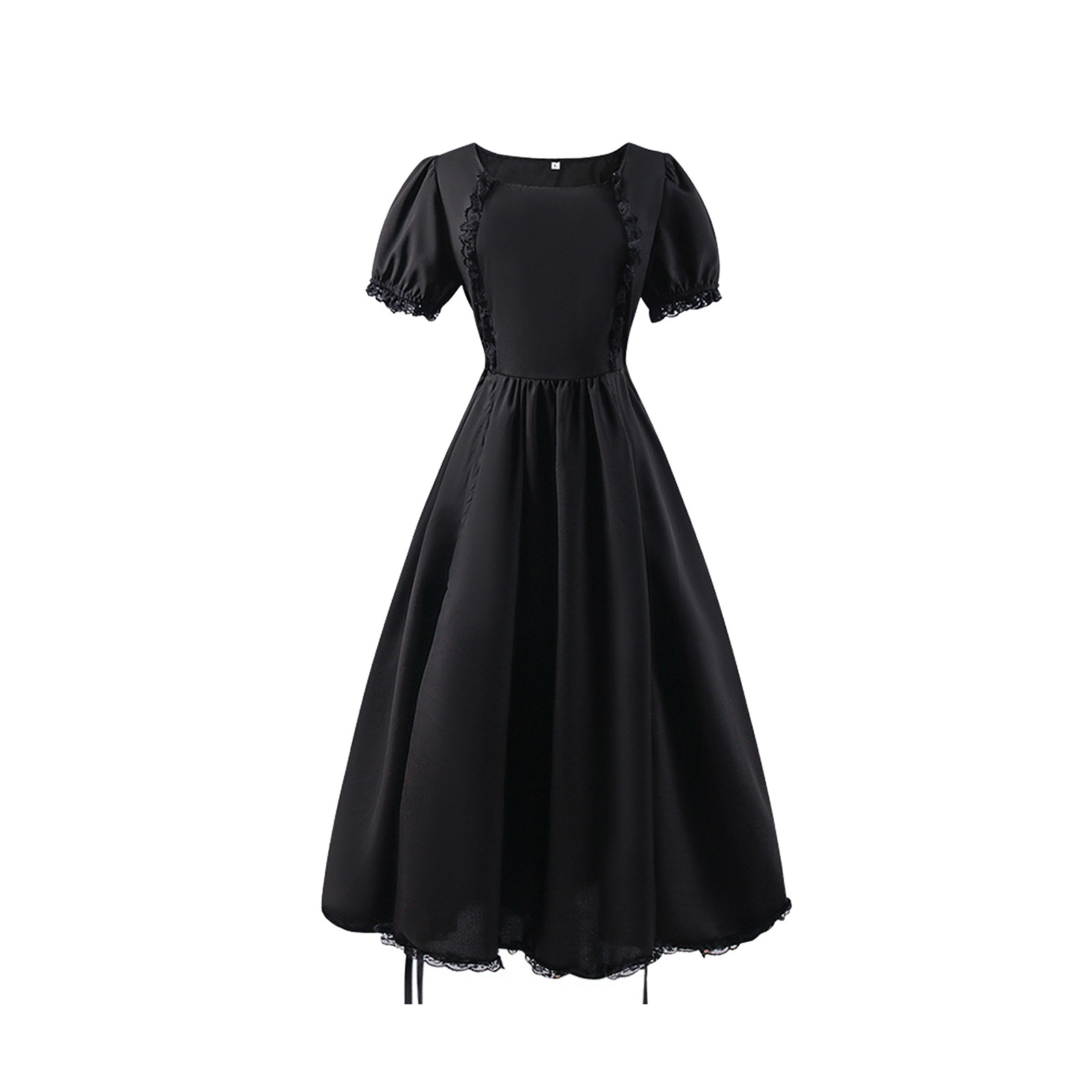 Girls Dress Girl's Regency Ruffled Classical Puff Sleeve Empire Waist Dress Gown Girls Holiday Dress Black 16 Years-18 Years